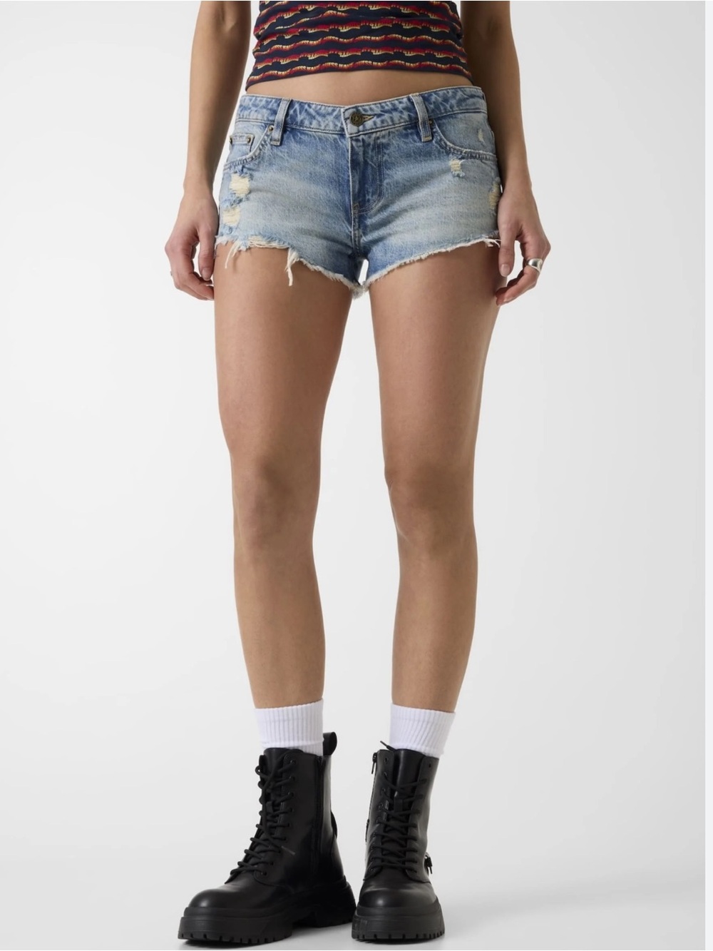 Guess Light Blue Distressed Denim Cutoff Shorts